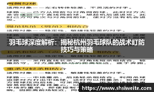 羽毛球深度解析：揭秘杭州羽毛球队的战术盯防技巧与策略